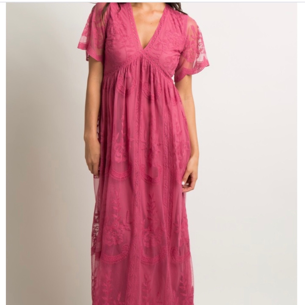 Pinkblush Maternity Magenta Lace dress